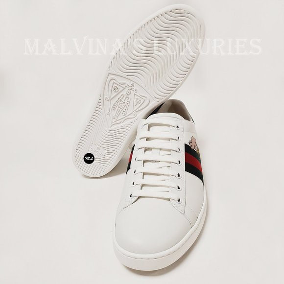 GUCCI SNEAKERS NEW ACE KITTEN WHITE LEATHER SHOES w WEB sz 41 11 - Picture 15 of 16